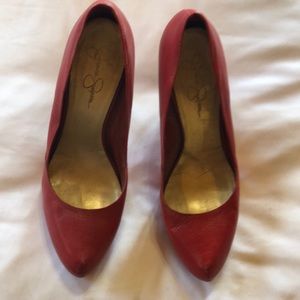 Red matte leather heels